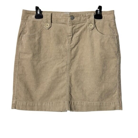 Old Navy Y2K Corduroy Mini Skirt Size 6 Twee Preppy Soft Girl Kawaii Tan School - Picture 1 of 6